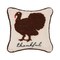 Thankful Turkey French Knot Thanksgiving Small/Petite Accent Pillow, 8" x 8"
